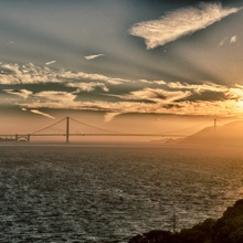 Sonnenuntergang an der Golden Gate Bridge